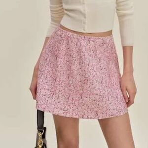Reformation Floral Pink Mini Skirt